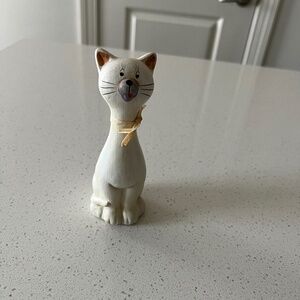 Hand Painted Handmade Ceramic Cat Cream and Tan
